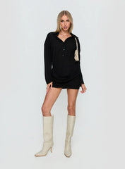 Tareno Long Sleeve Shirt Dress Black