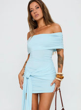Island Girl Tie Skirt Mini Dress Light Blue