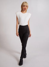 Pintuck Suedette Split Hem Trousers