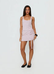 Favourite Daughter Tie Detail Mini Dress Pink / Grey Stripe