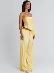 CLOVELLY SATIN PANTS YELLOW