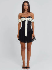 PRESLEY MINI DRESS BLACK POLKA DOT