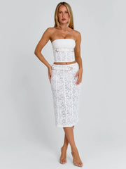 LUNALLA MIDI SKIRT IVORY