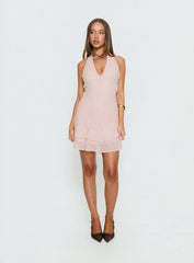 Miravelle Halter Frill Mini Dress Light Pink