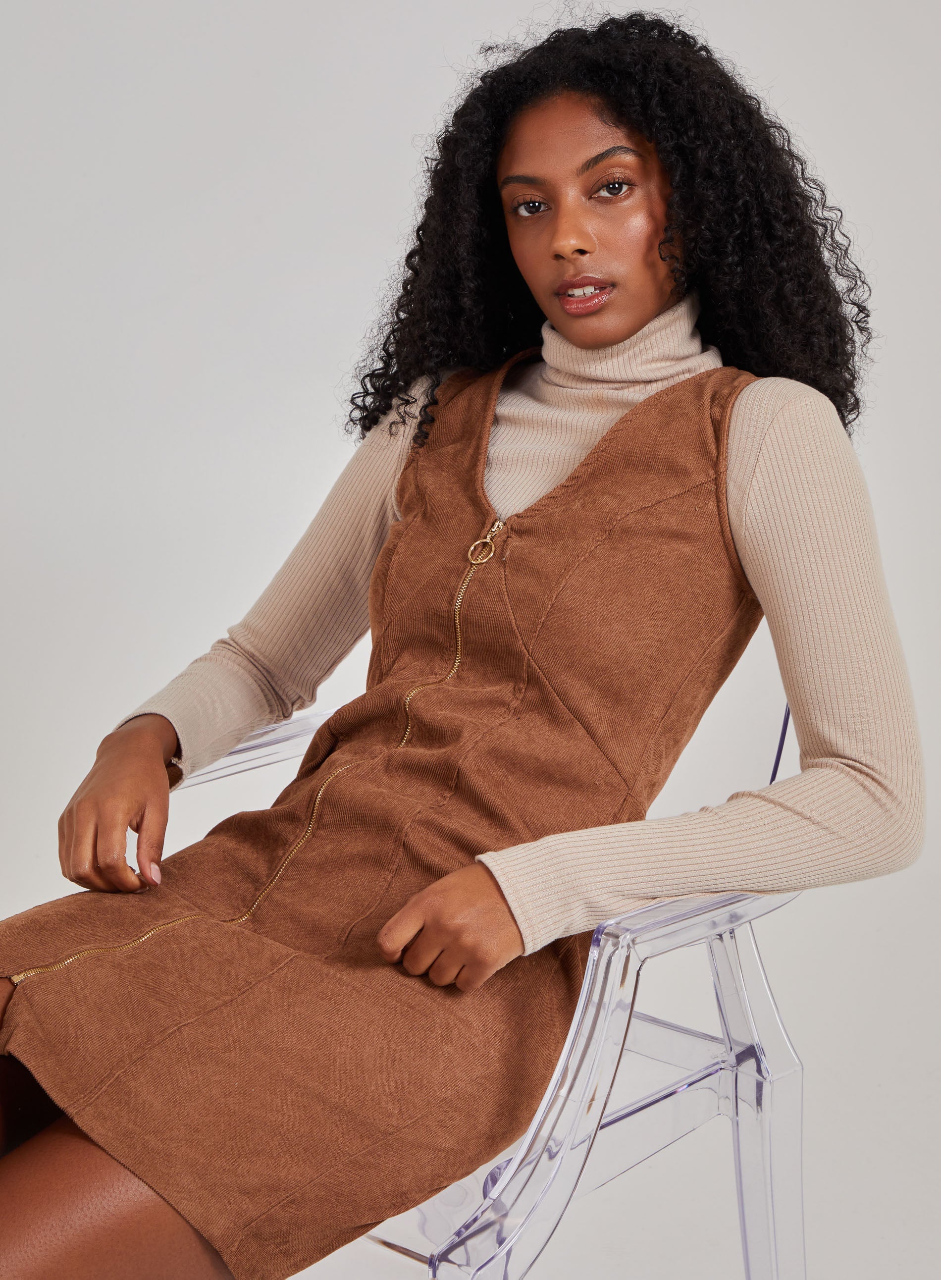 Zip Through Cord Dress