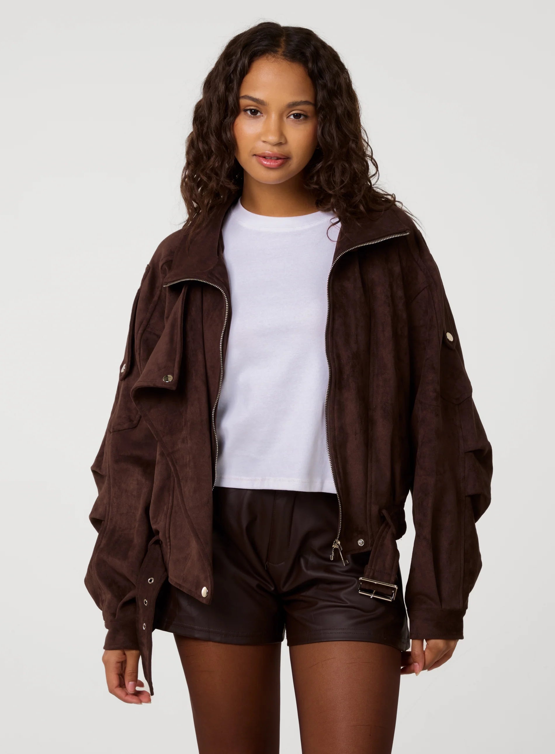 Faux Suede Oversized Jacket