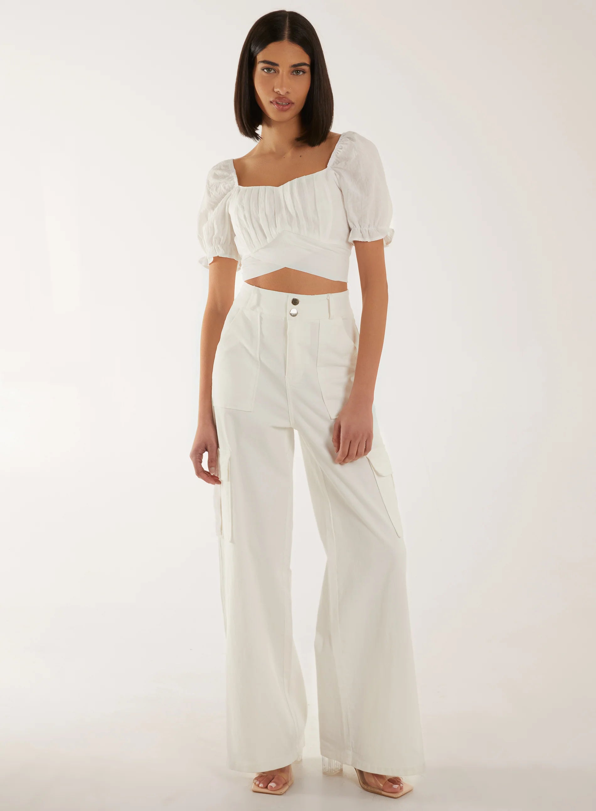 Puff Sleeve Tie Back Top