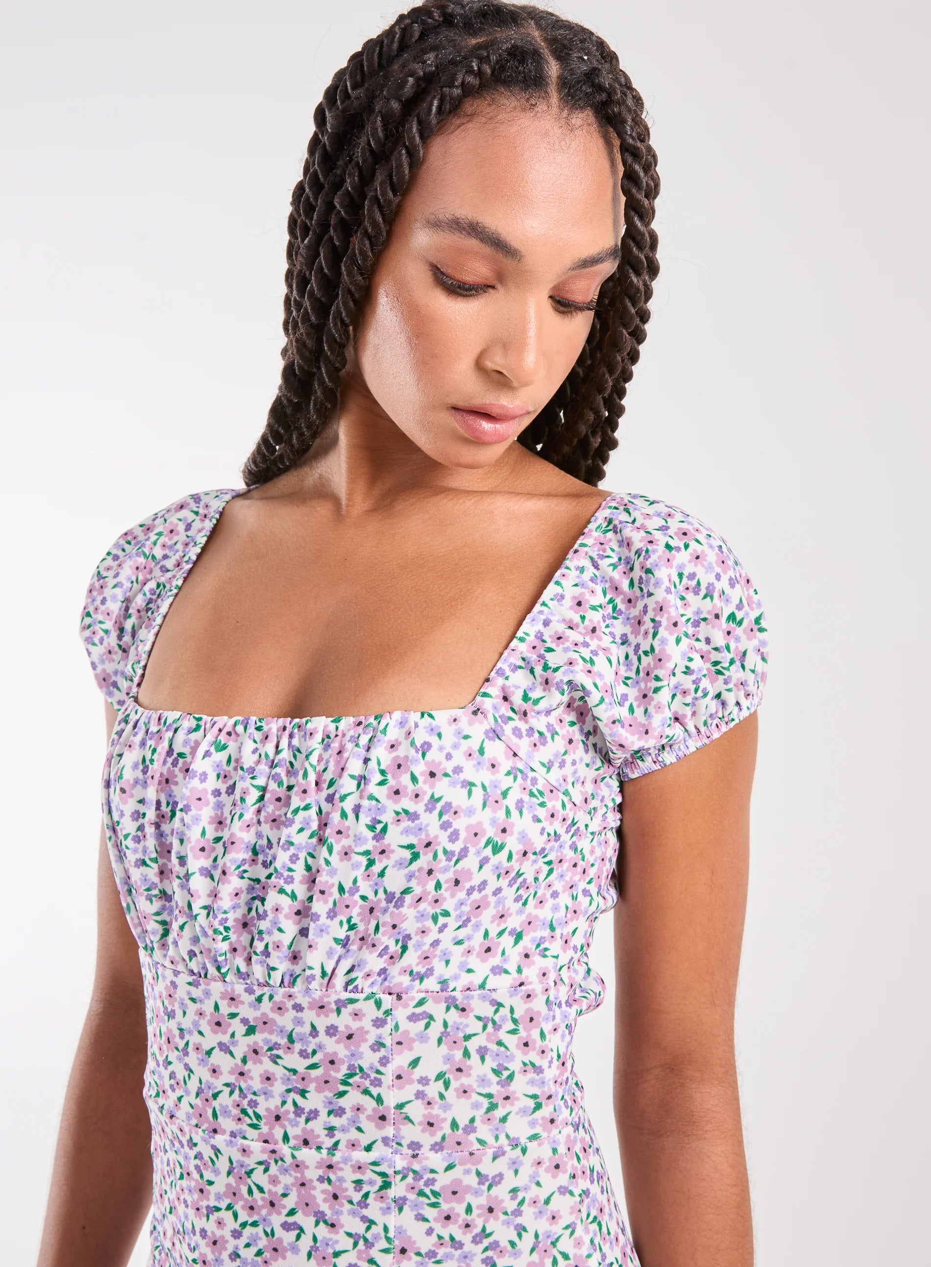 Ditsy Puff Sleeve Mini Dress