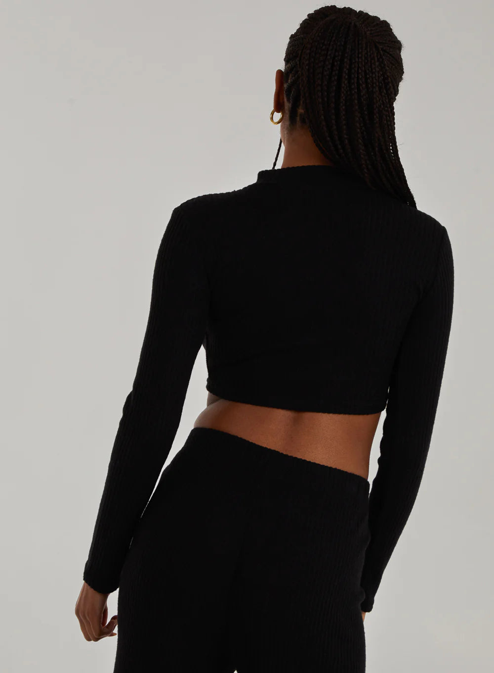 Chunky Brushed Rib Zip Up Top
