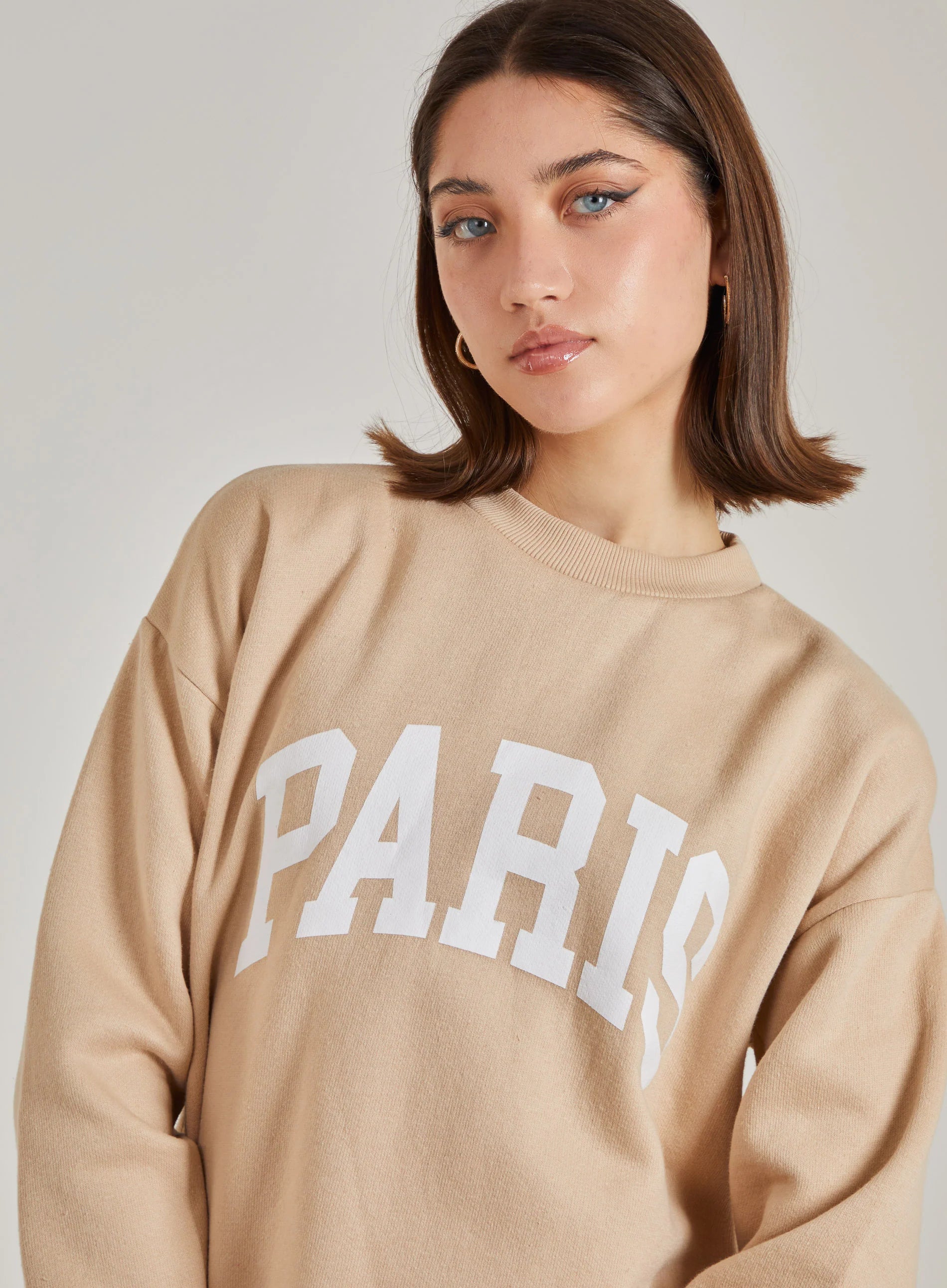 Paris Slogan Oversized Sweatshirt