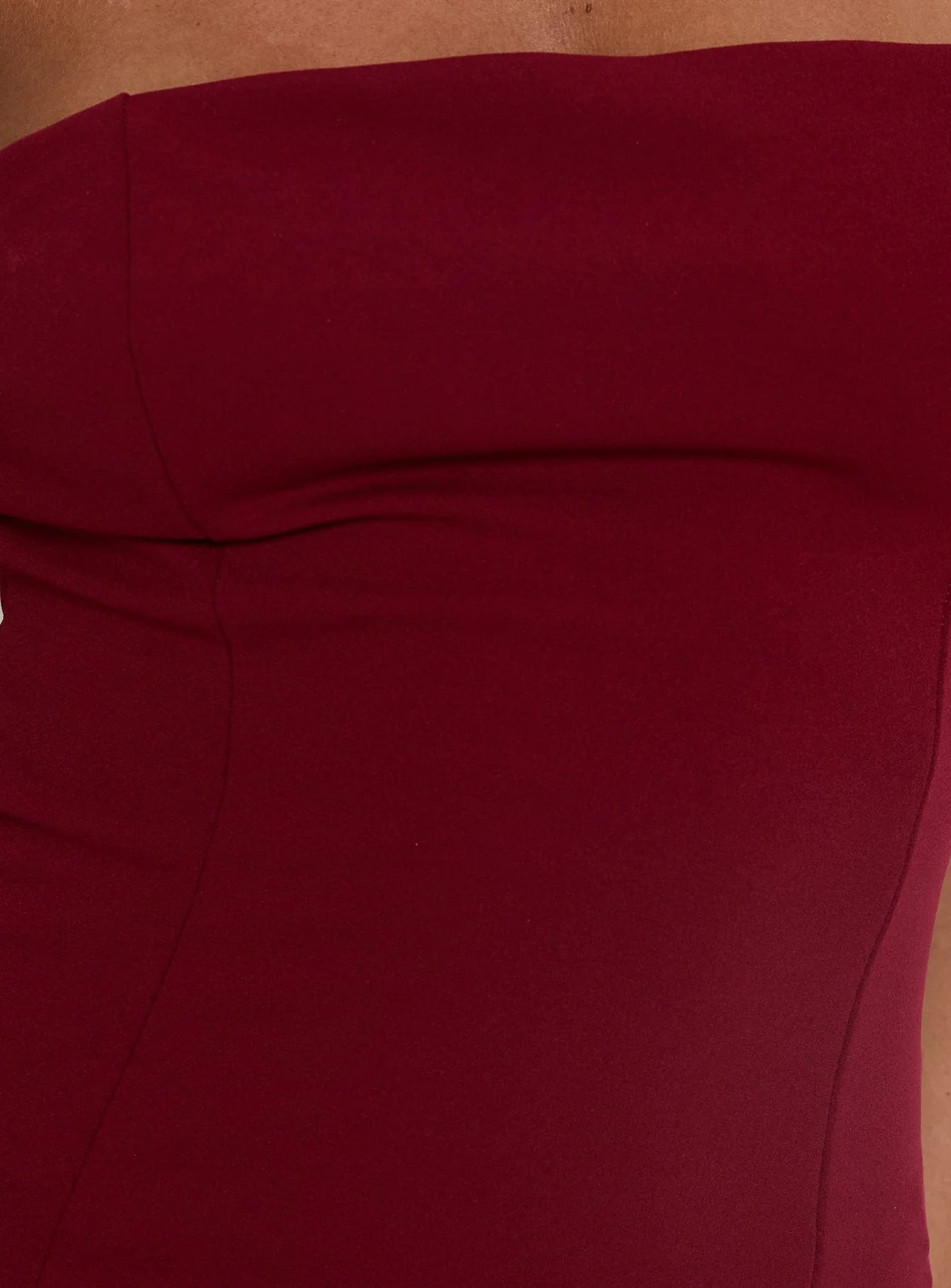 Diamanti Strapless High Slit Maxi Dress Burgundy