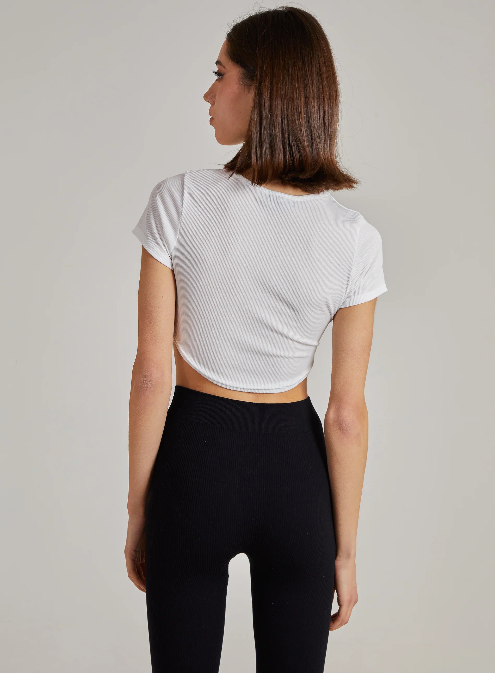 Cropped Ribbed Band Tee