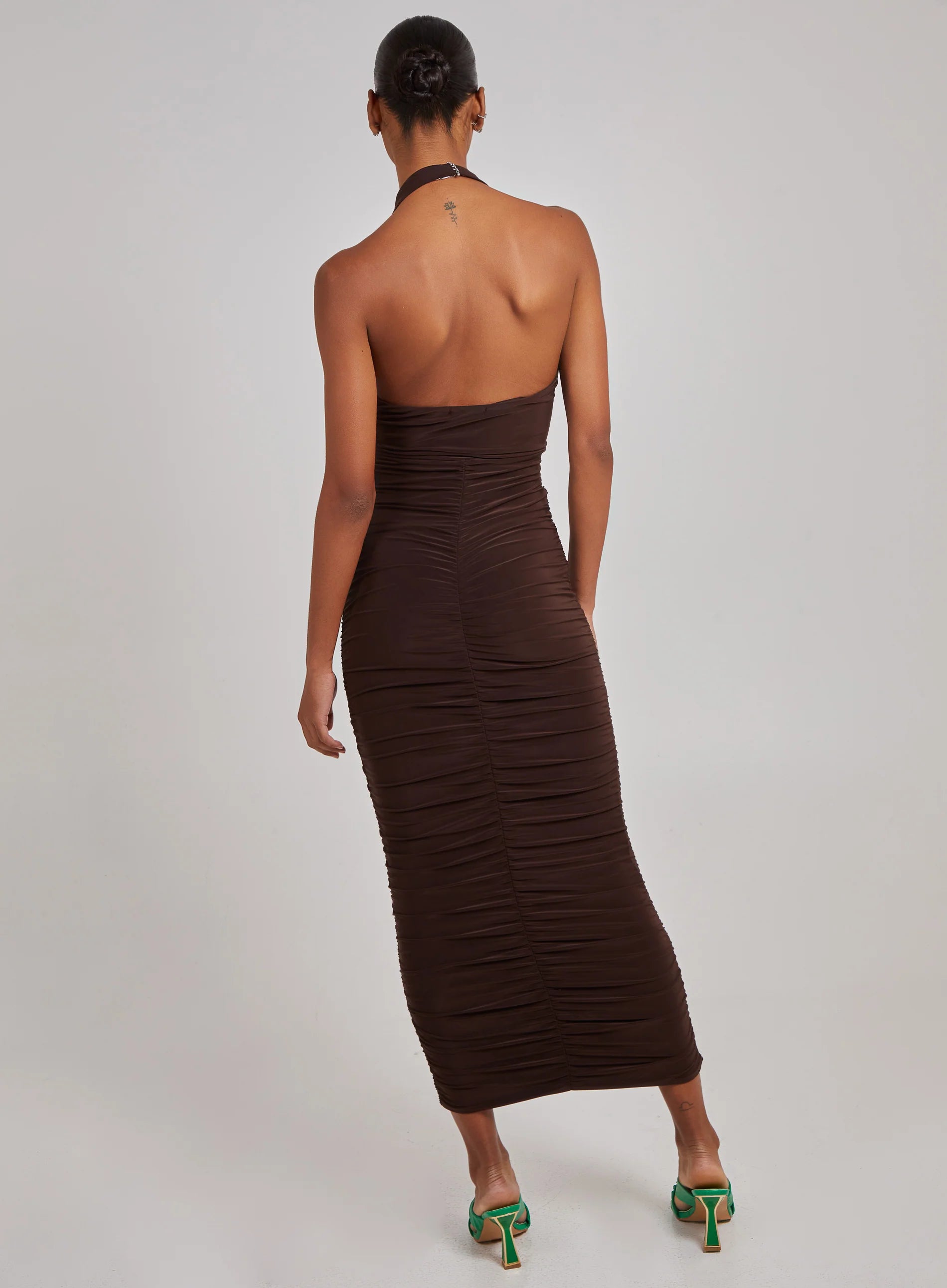 Cut Out Gathered Midi Dress