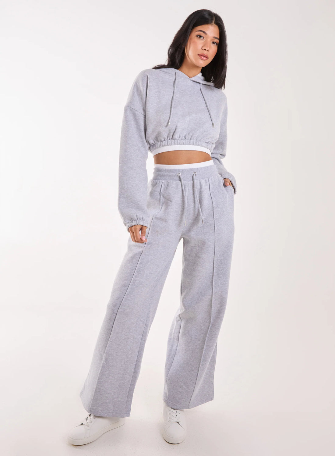 Contrast Waistband Cropped Hoodie