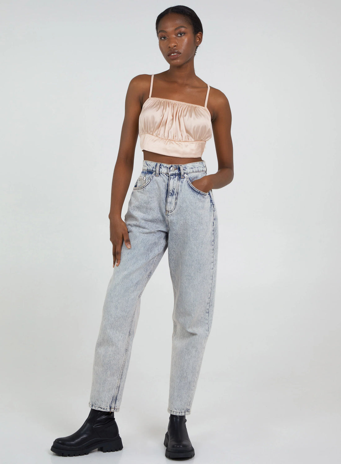 Satin Ruched Cami Top