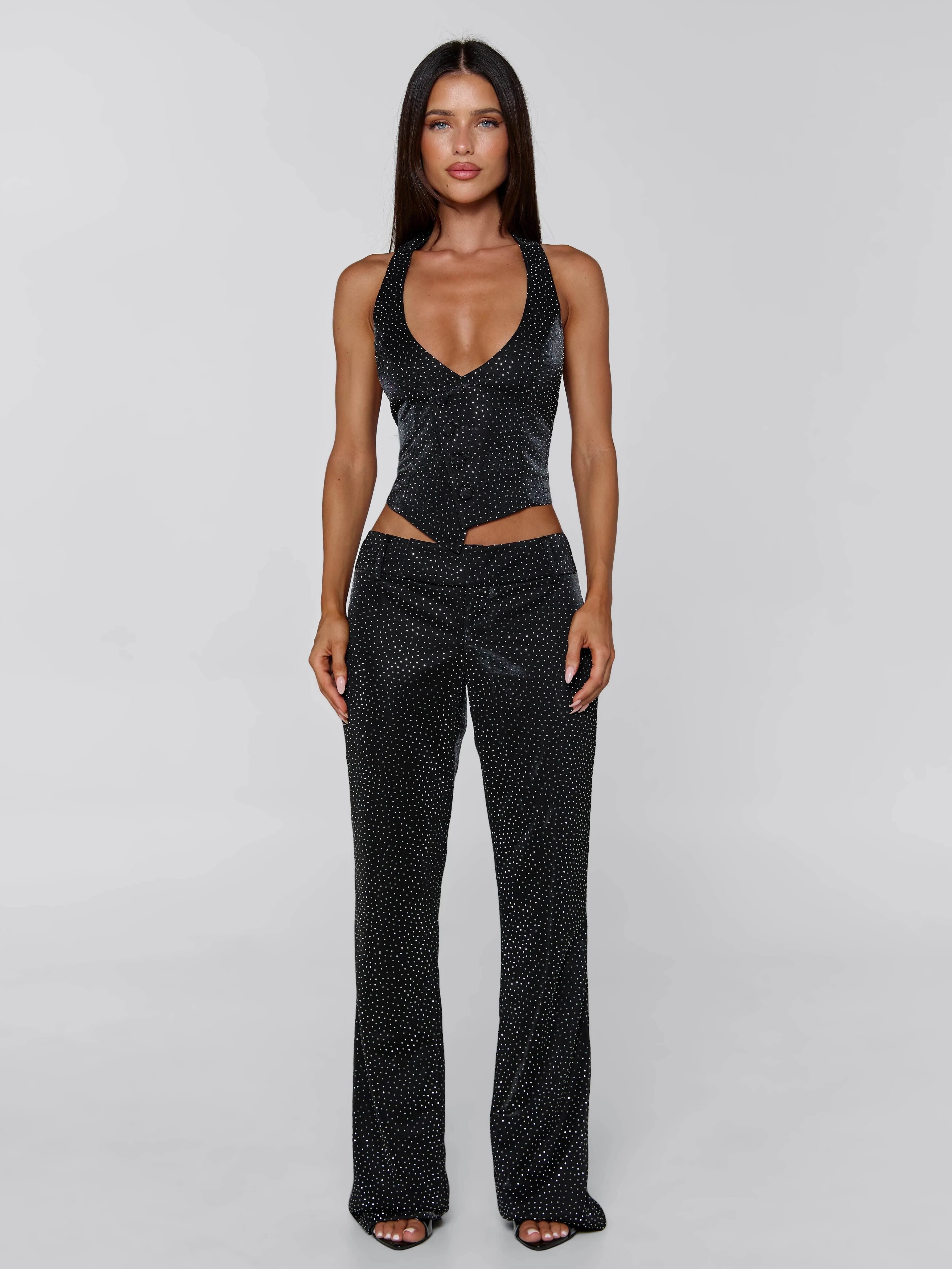 MARIAIS WAISTCOAT BLACK SPARKLE