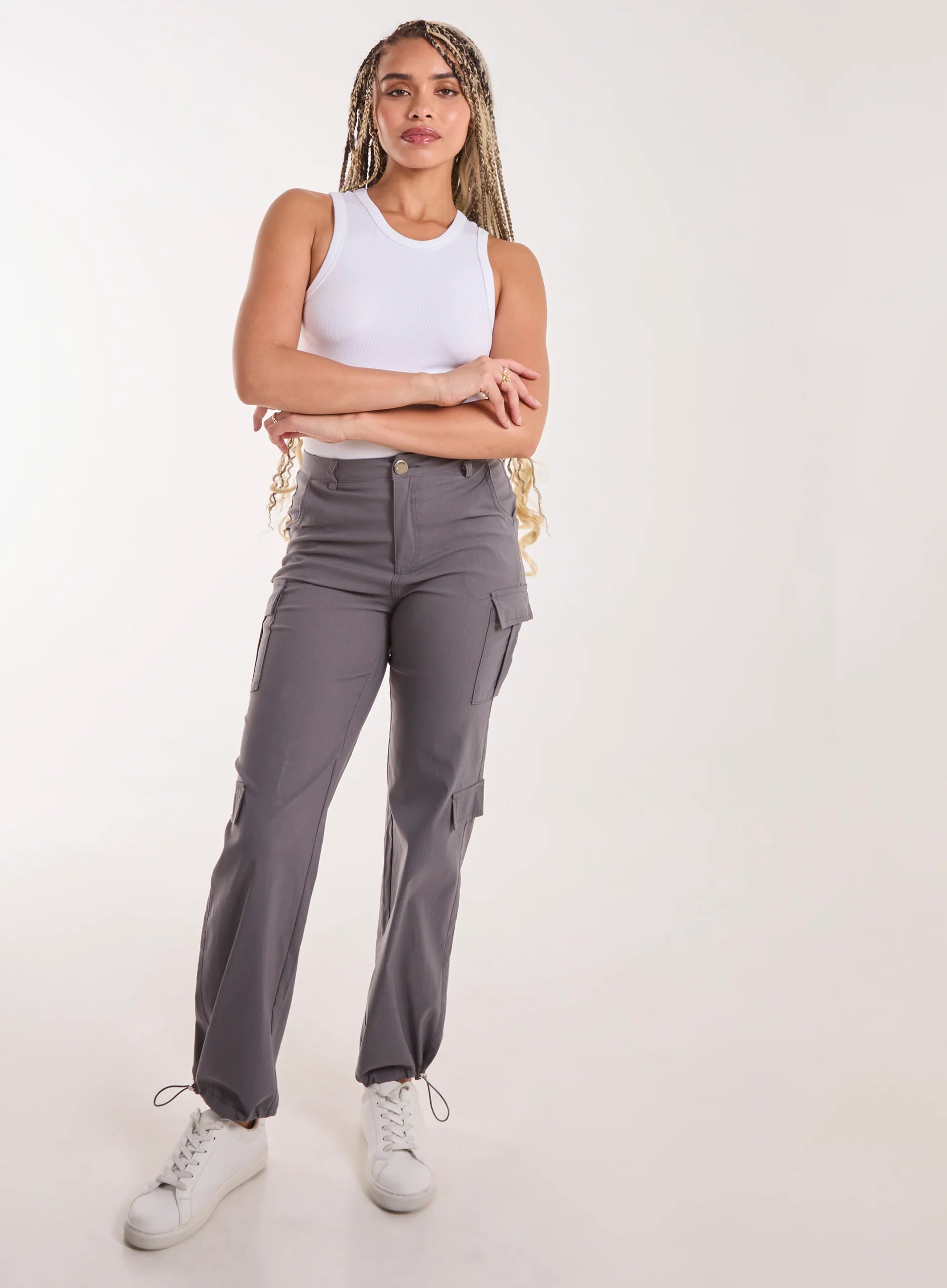 Pocket Detail Wide Leg Cargo Pants