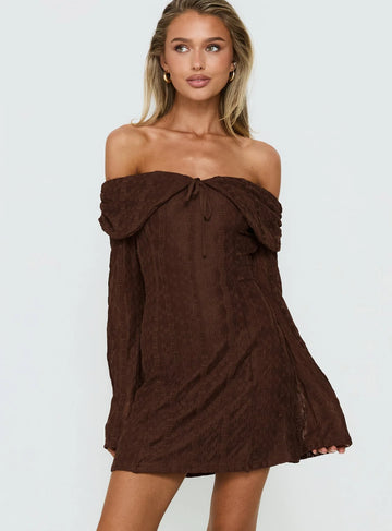Colettie Long Sleeve Mini Dress Chocolate