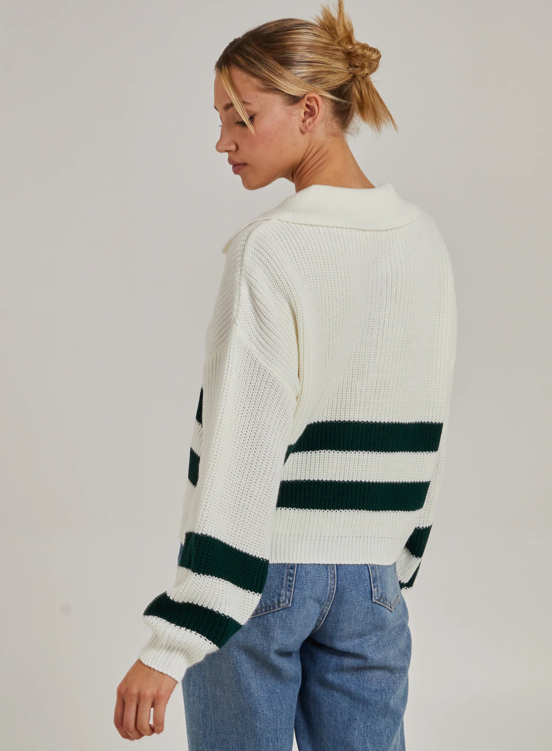 Striped Zip Up Knitted Jumper