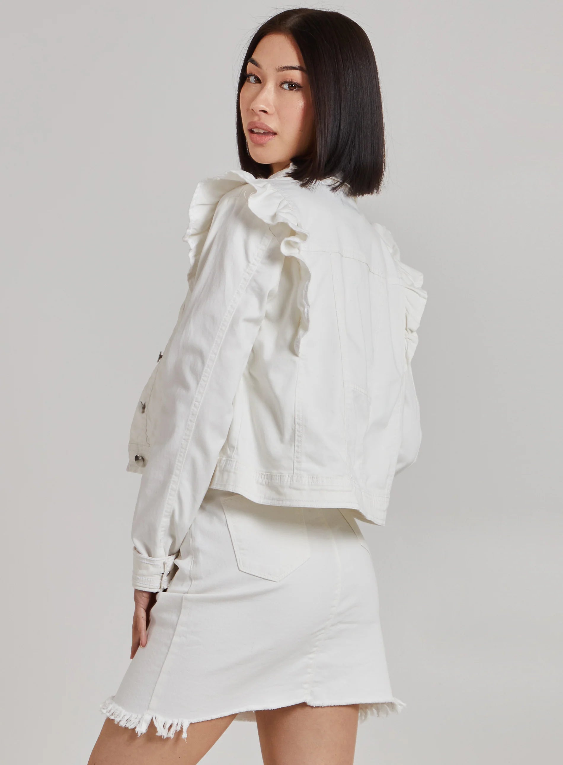 Frill Shoulder Denim Jacket