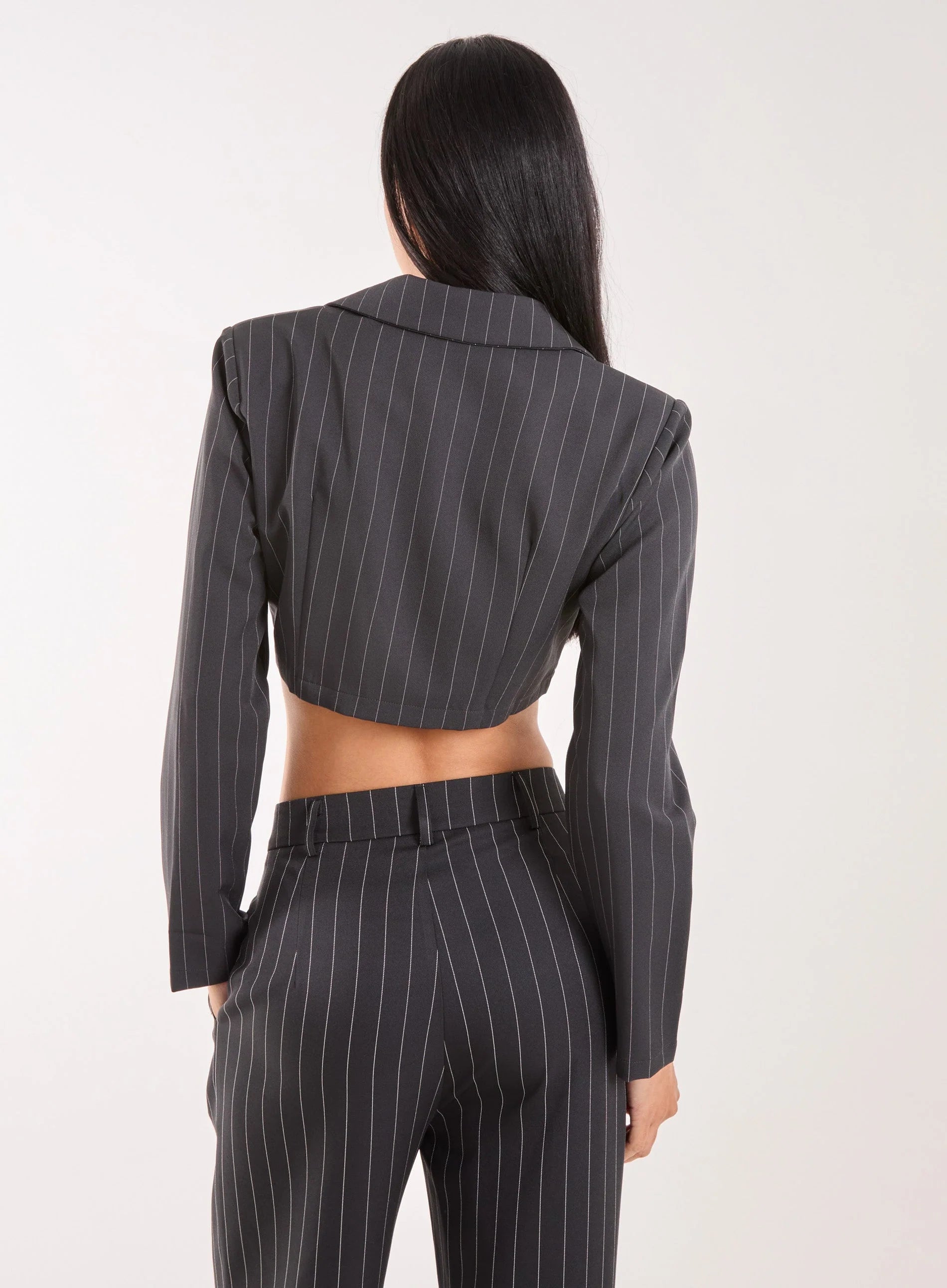Pinstripe Cropped Blazer