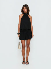 Lealeia Halter Slouch Mini Dress Black