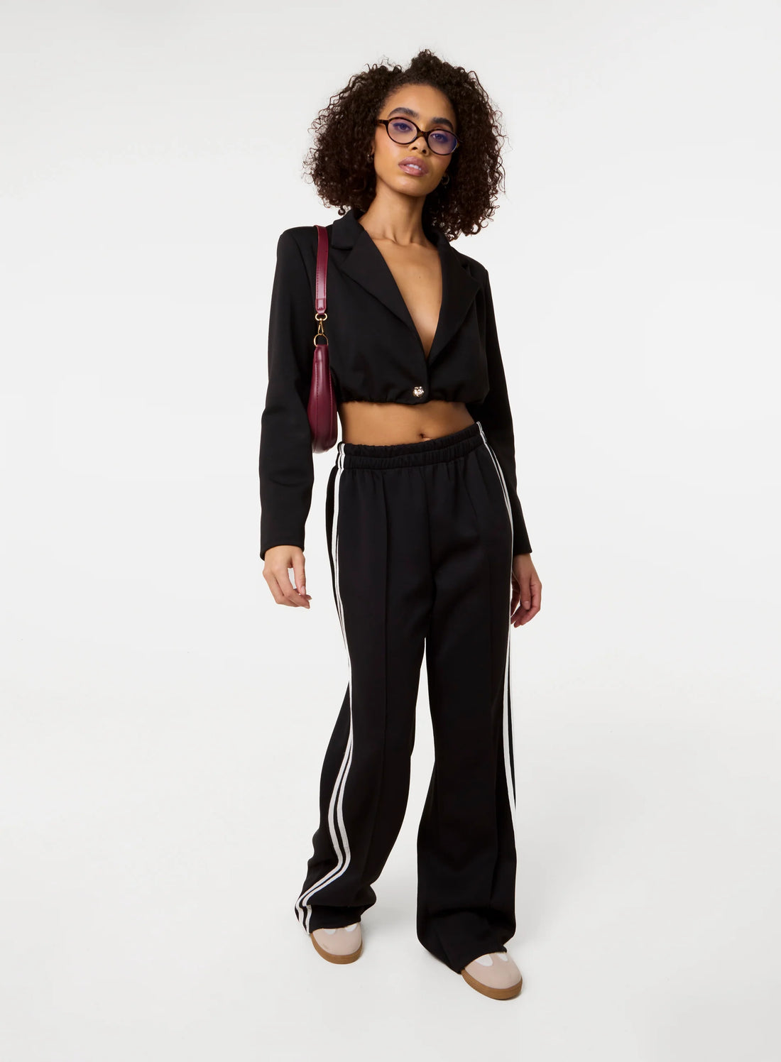 Crop One Button Puffball Blazer Jacket