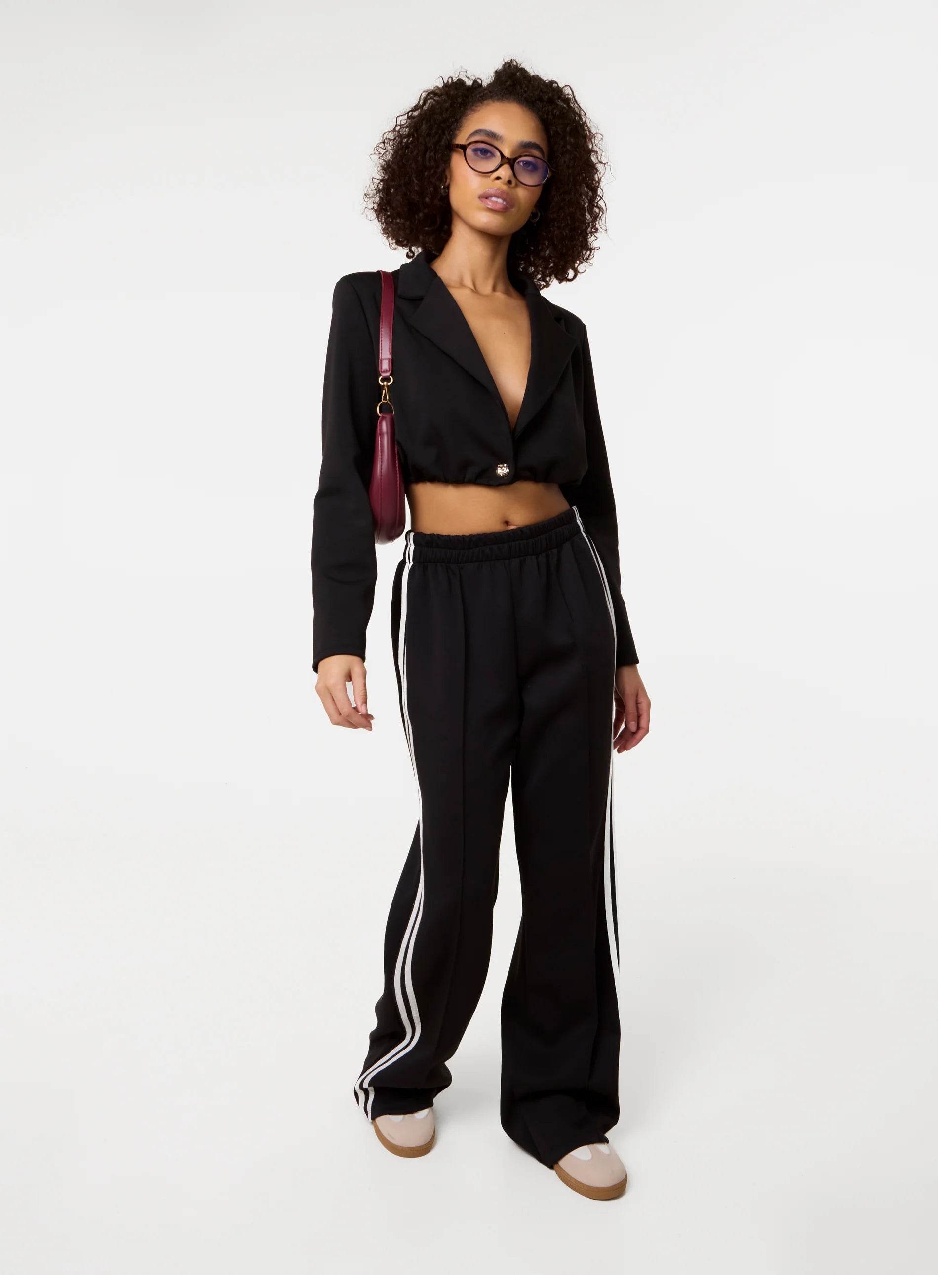 Crop One Button Puffball Blazer Jacket