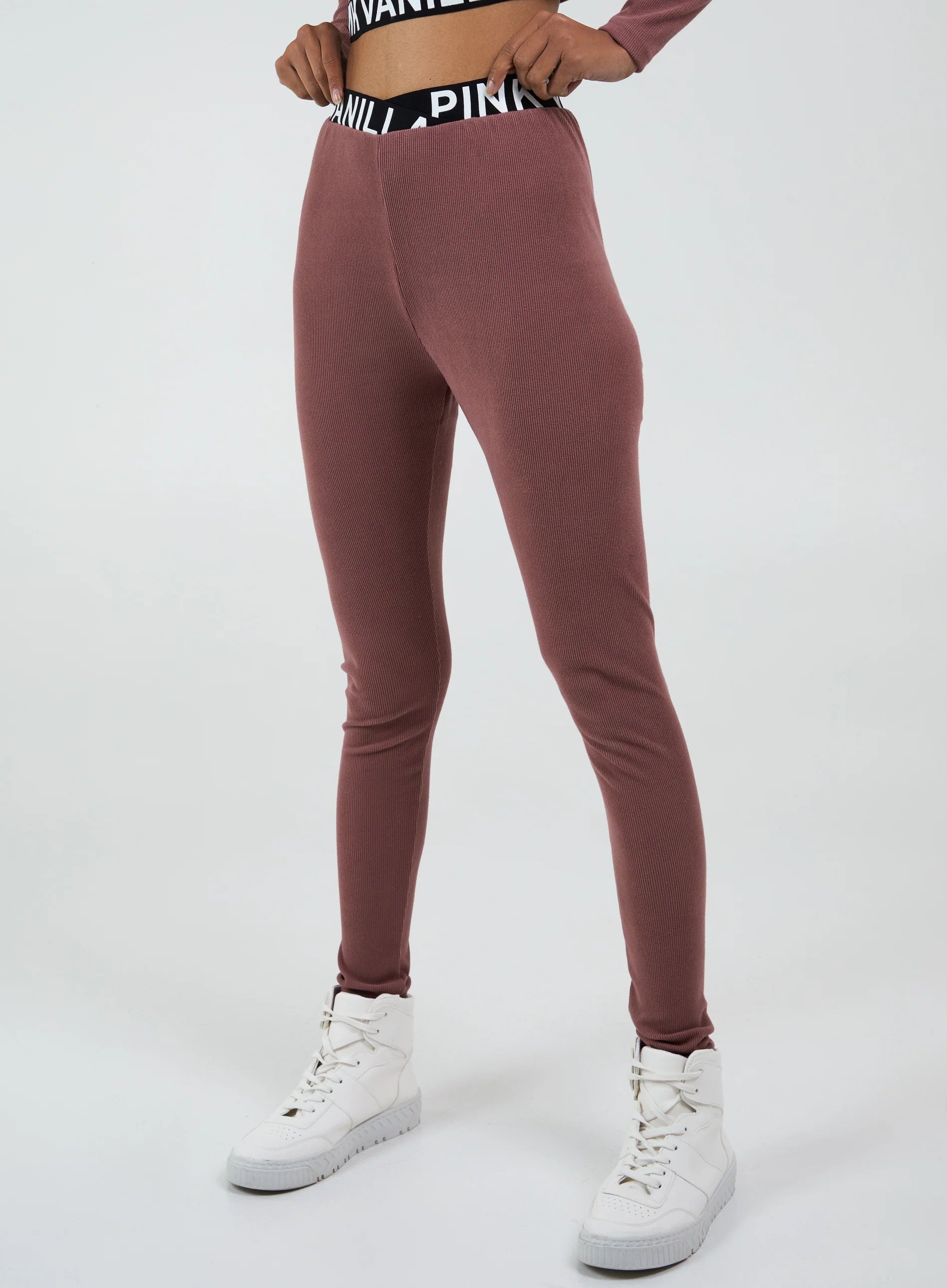 Ribbed Legging With Logo Waistband Leggings