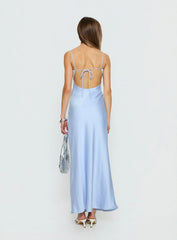 Normanby V Neck Tie Detail Maxi Dress Blue