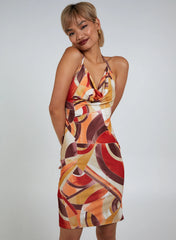 Abstract Print Slinky Mini Dress