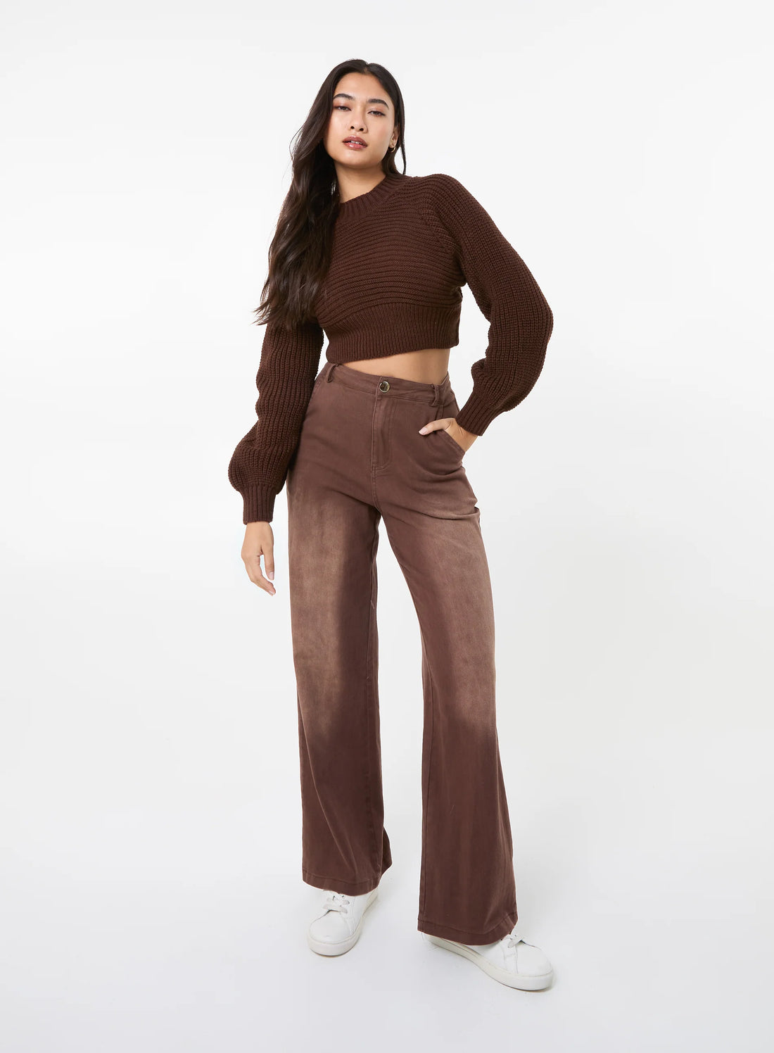 High Neck Knitted Crop Jumper