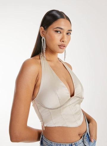 Diamante Halter Neck Top
