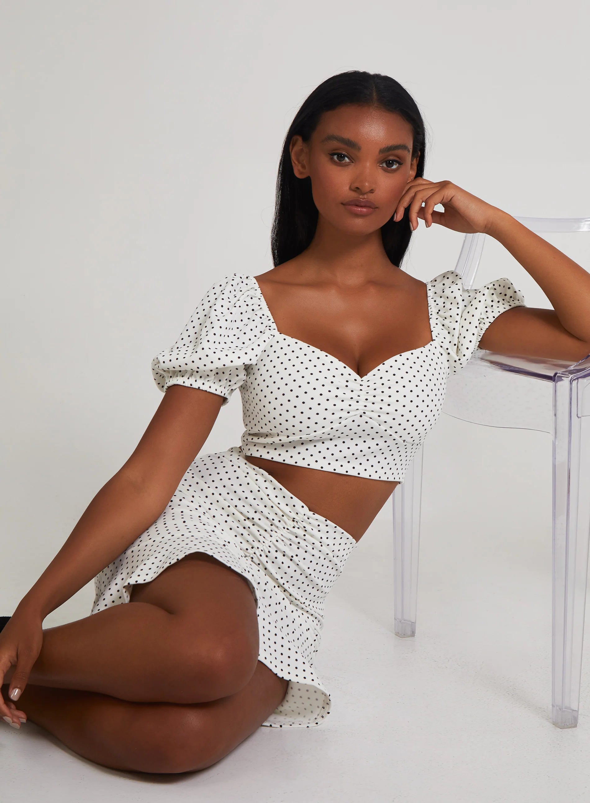 Polka Dot Puff Sleeve Top