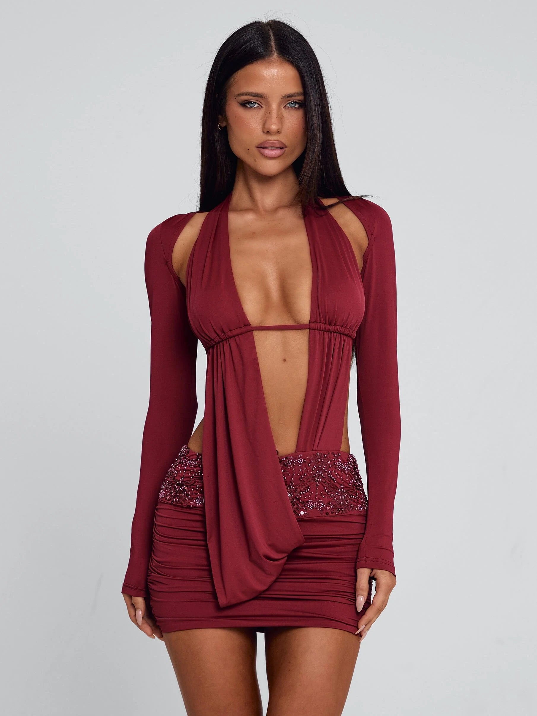 VENARI MINI DRESS BURGUNDY