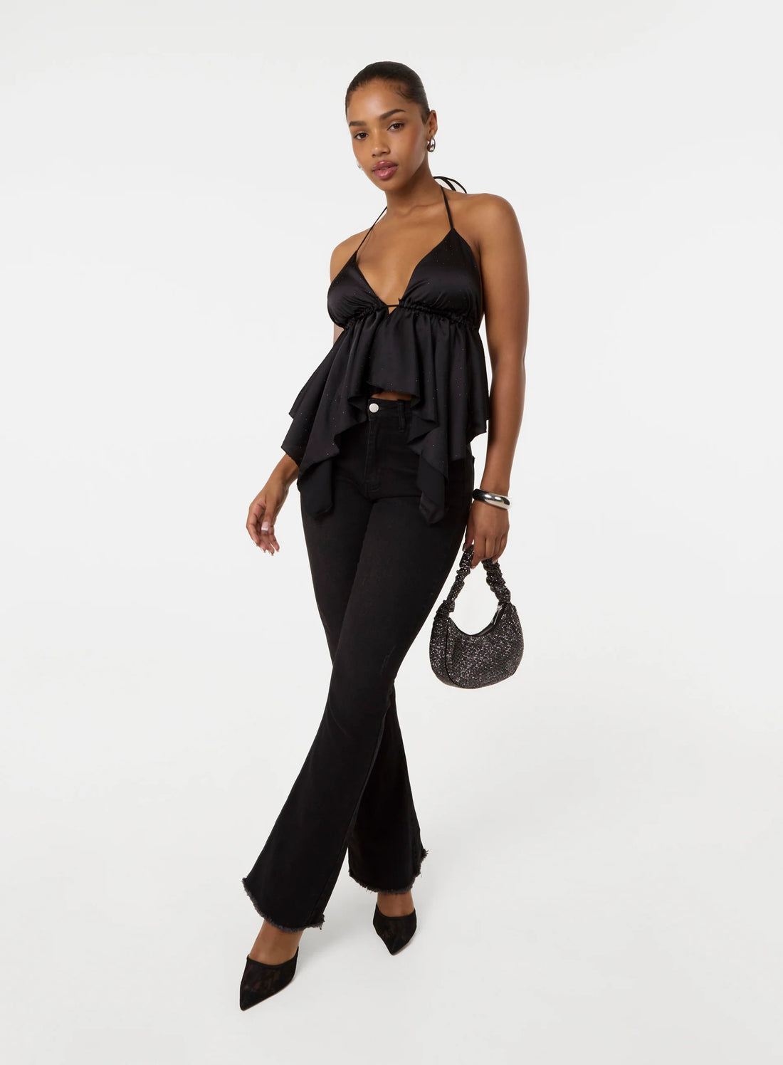 Diamante Satin Halter Top