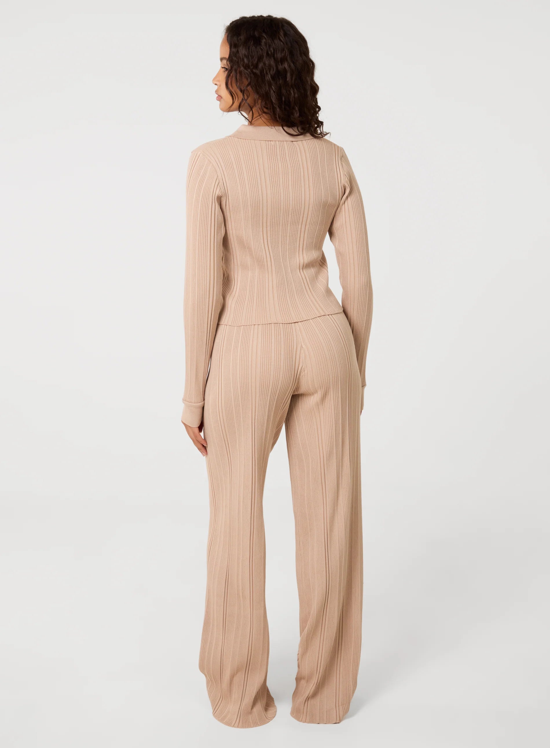 Textured Shirt And Wide Leg Trouser Set