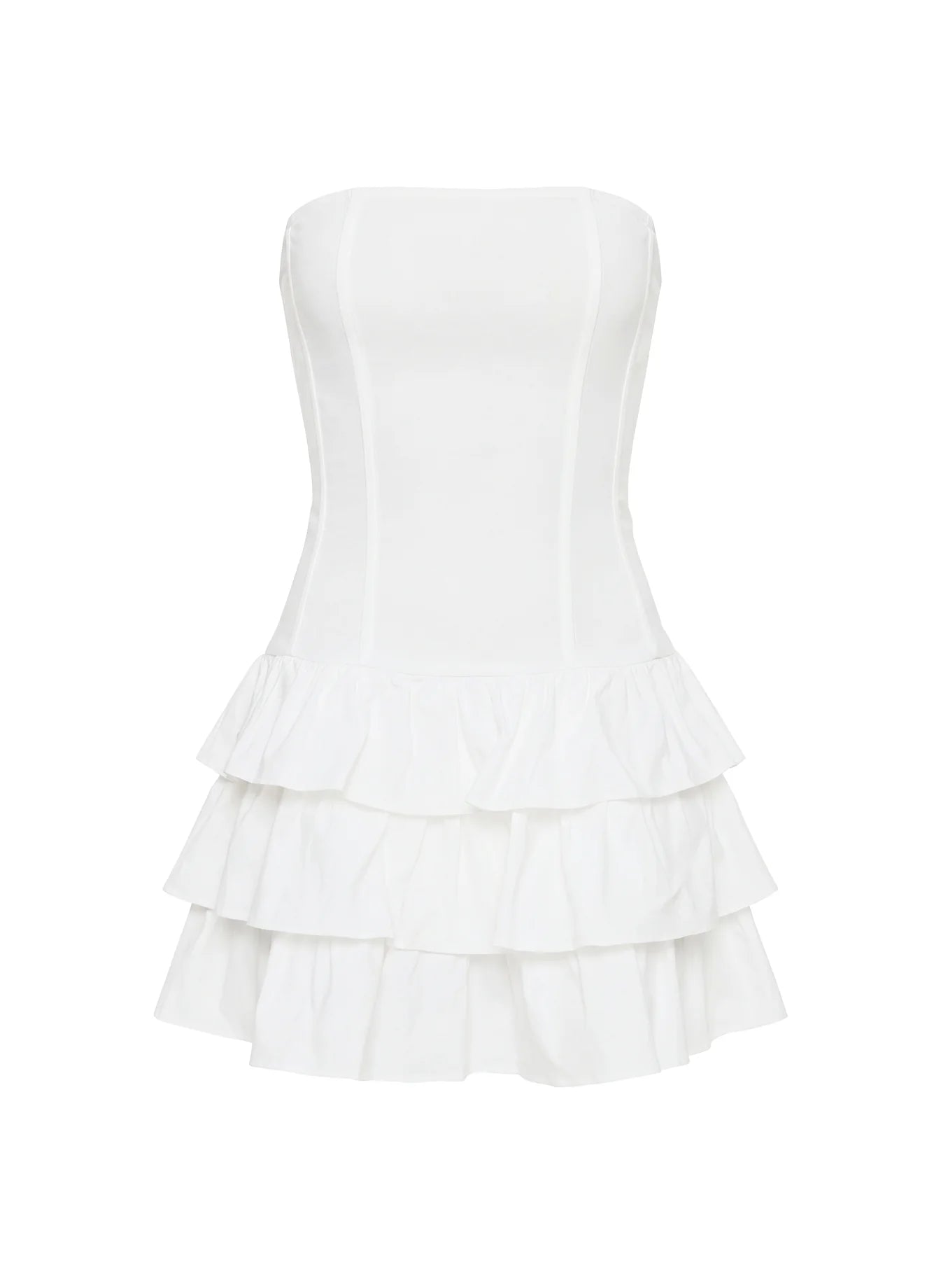 Valentia Tiered Mini Dress White