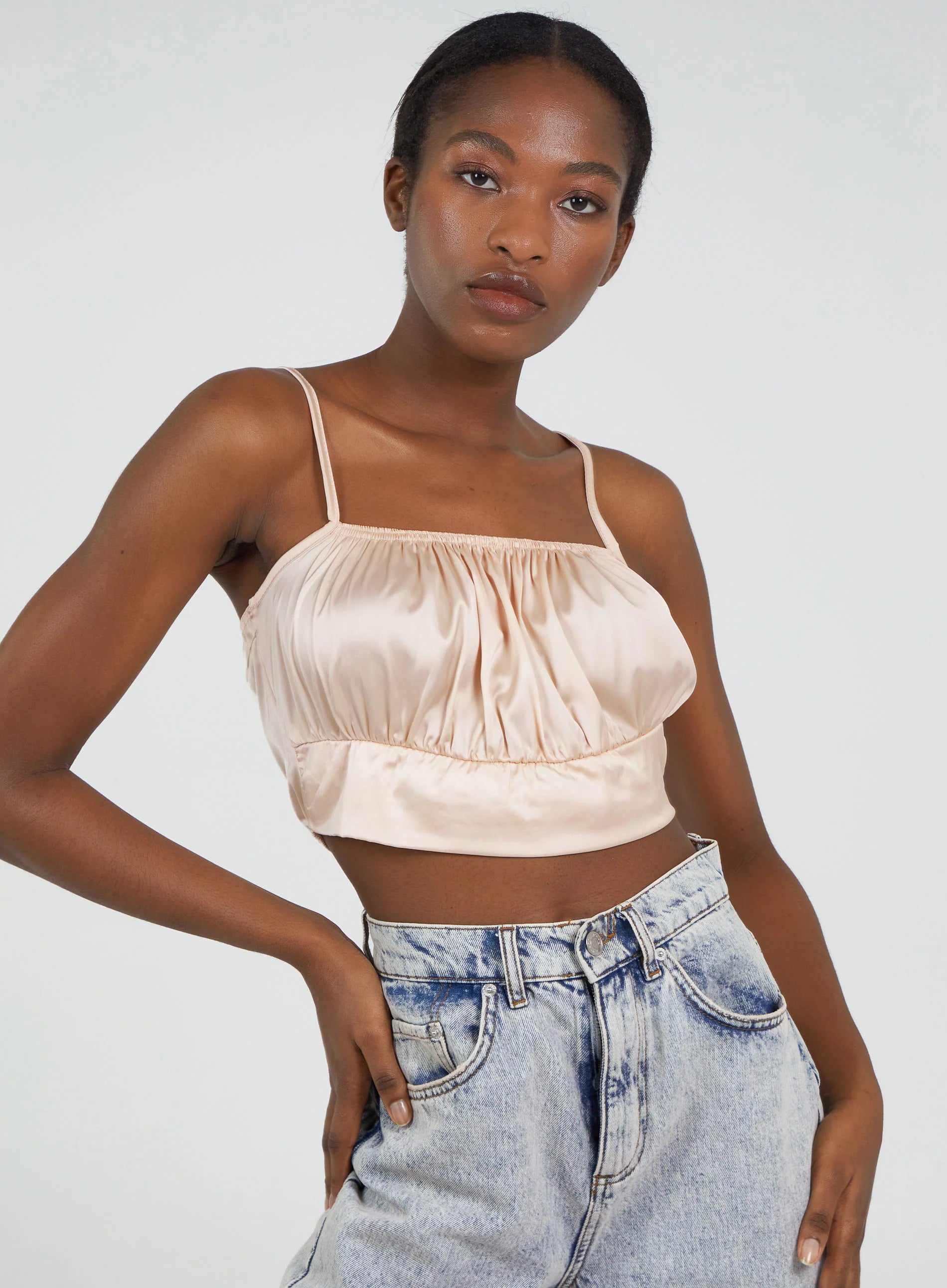Satin Ruched Cami Top