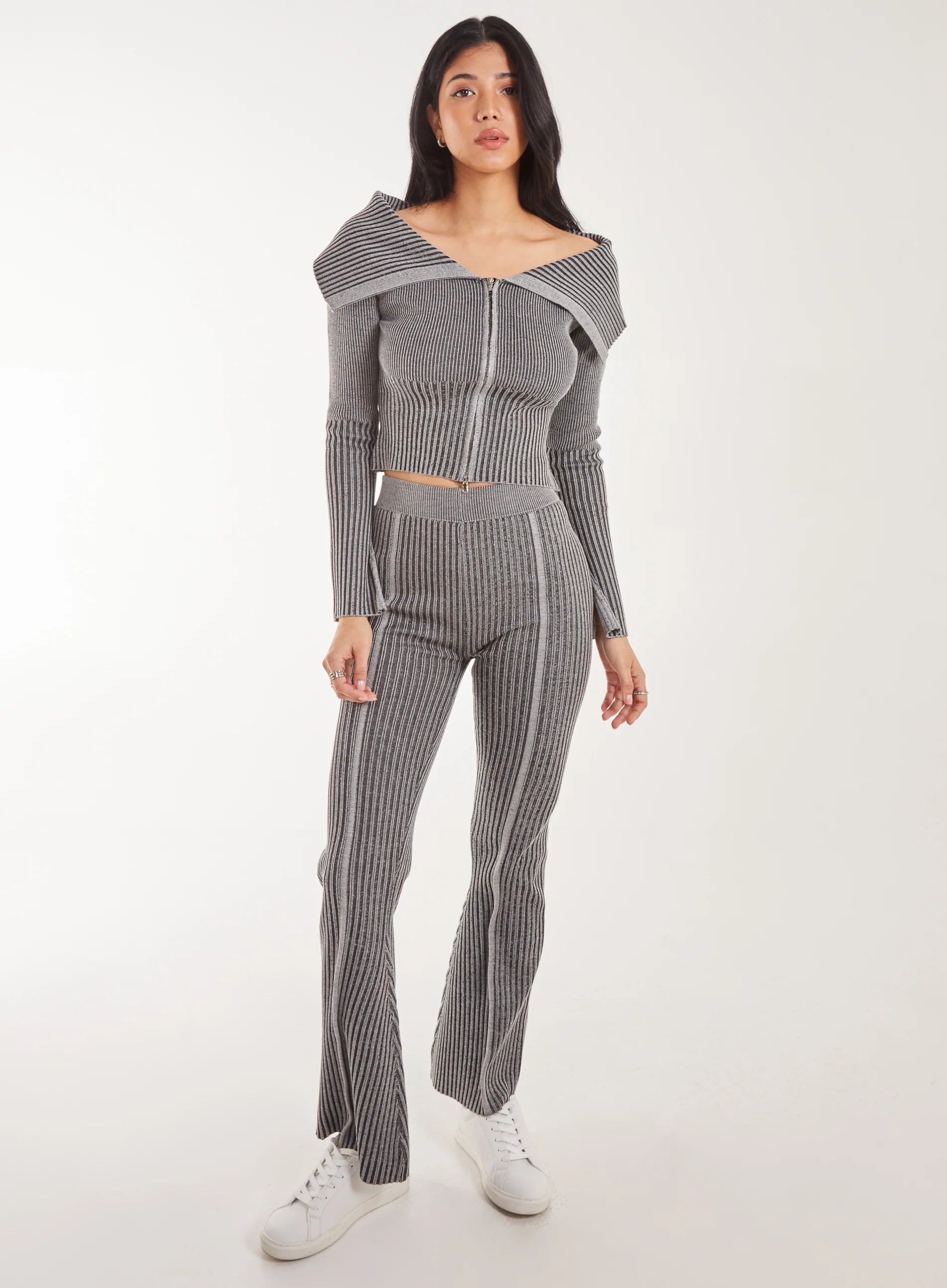 Washed Rib Fold-Over Cardigan
