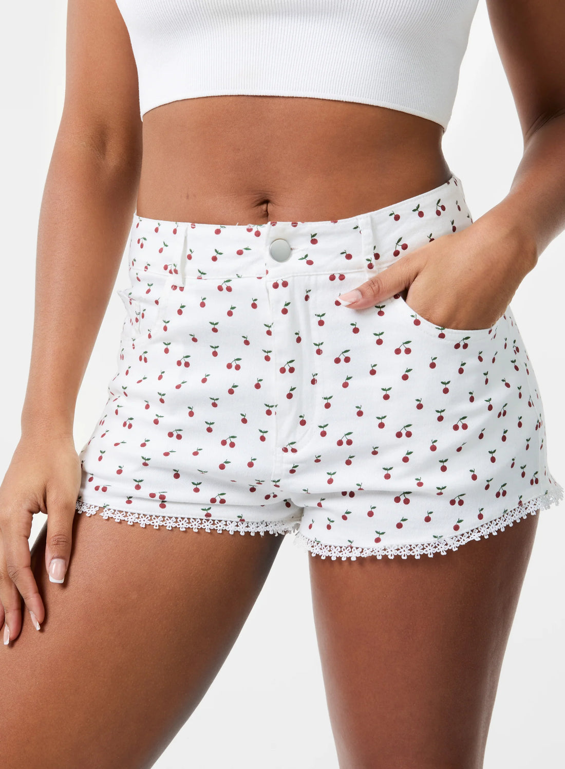 Ditsy Print Shorts with Lace