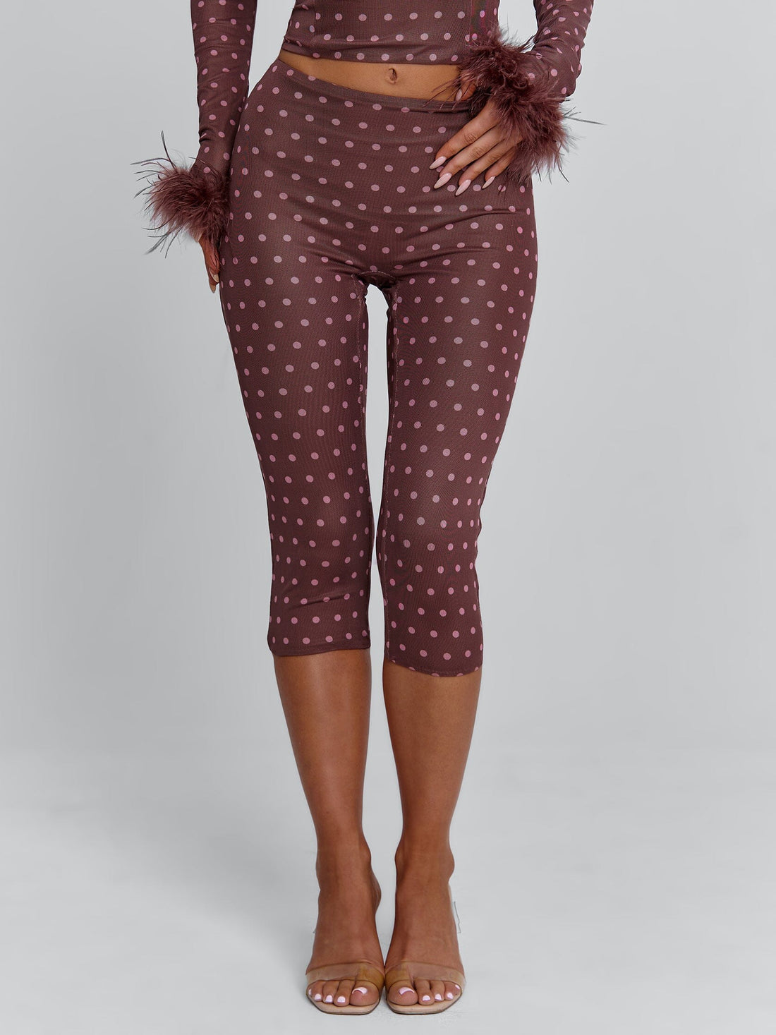 MAHRIA PANT BROWN POLKA DOT