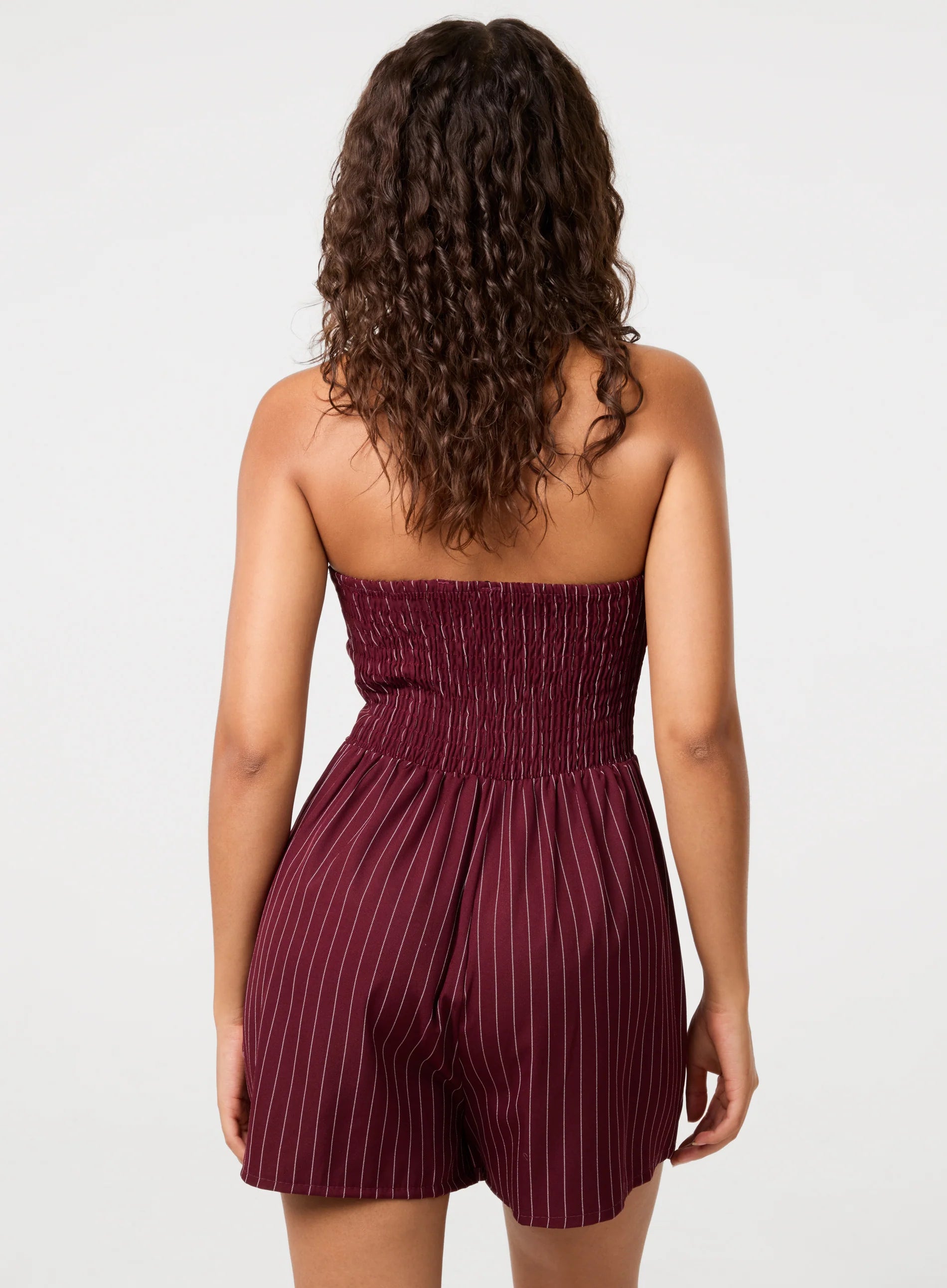 Pinstripe Bandeau Skort Dress