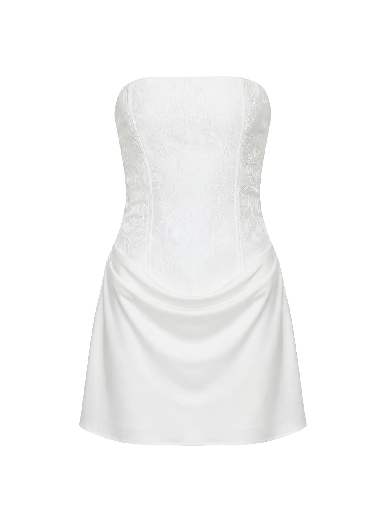 Jenevieve Strapless Drape Mini Dress White
