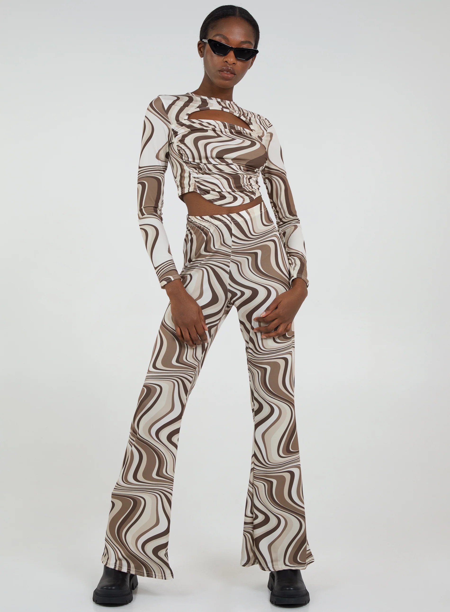 Swirl Print Cut Out Top