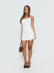 Kareina Scoop Emrboidered Mini Dress White