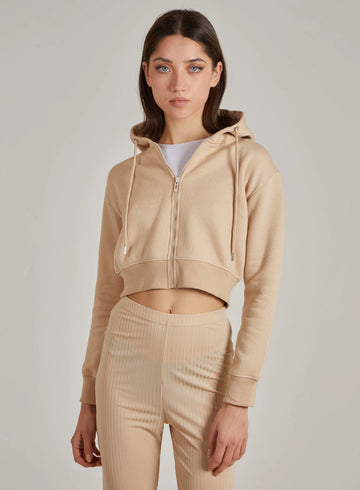 Cropped Zip Through Hoodie