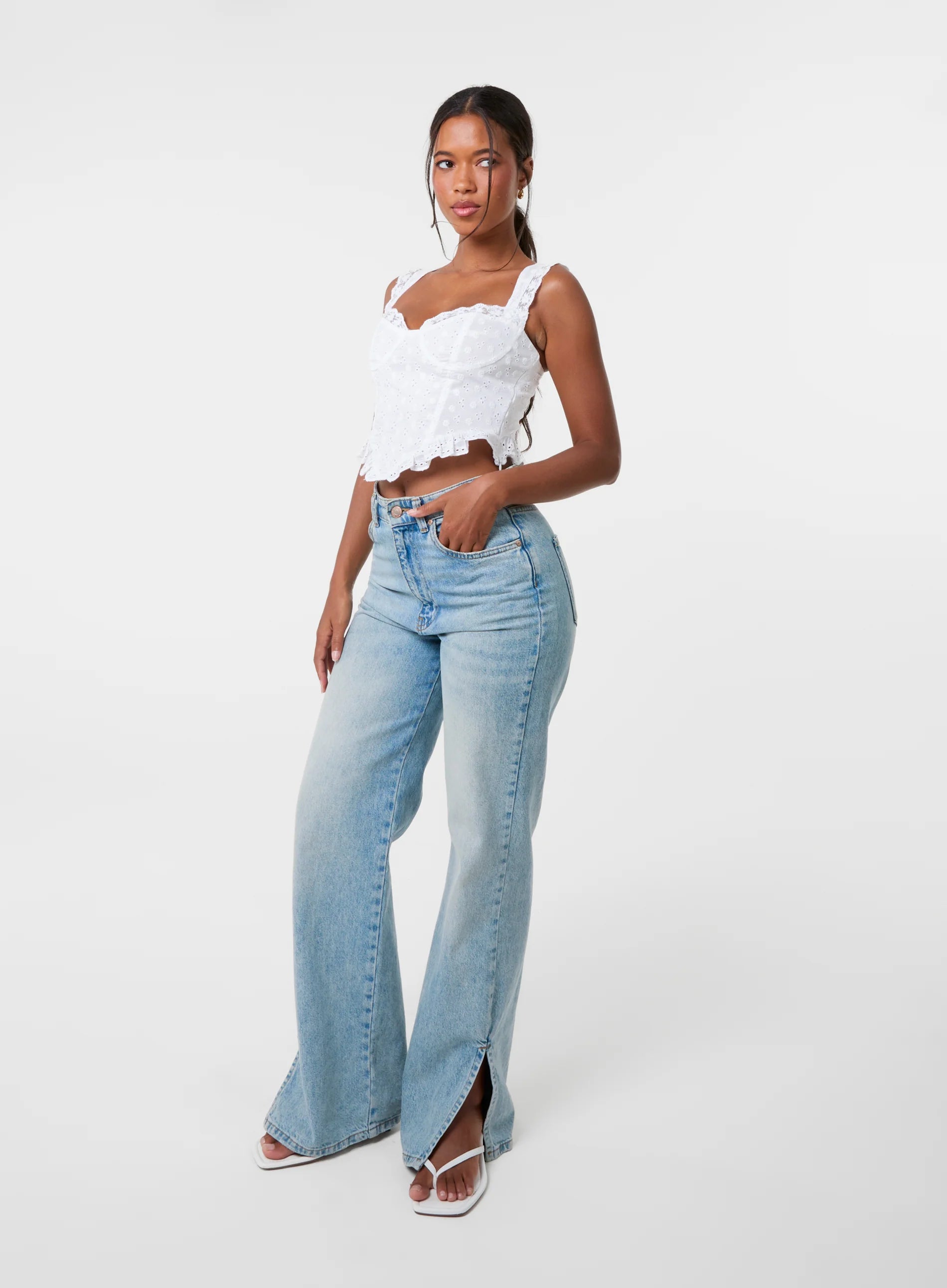 Broderie Frill Crop Top