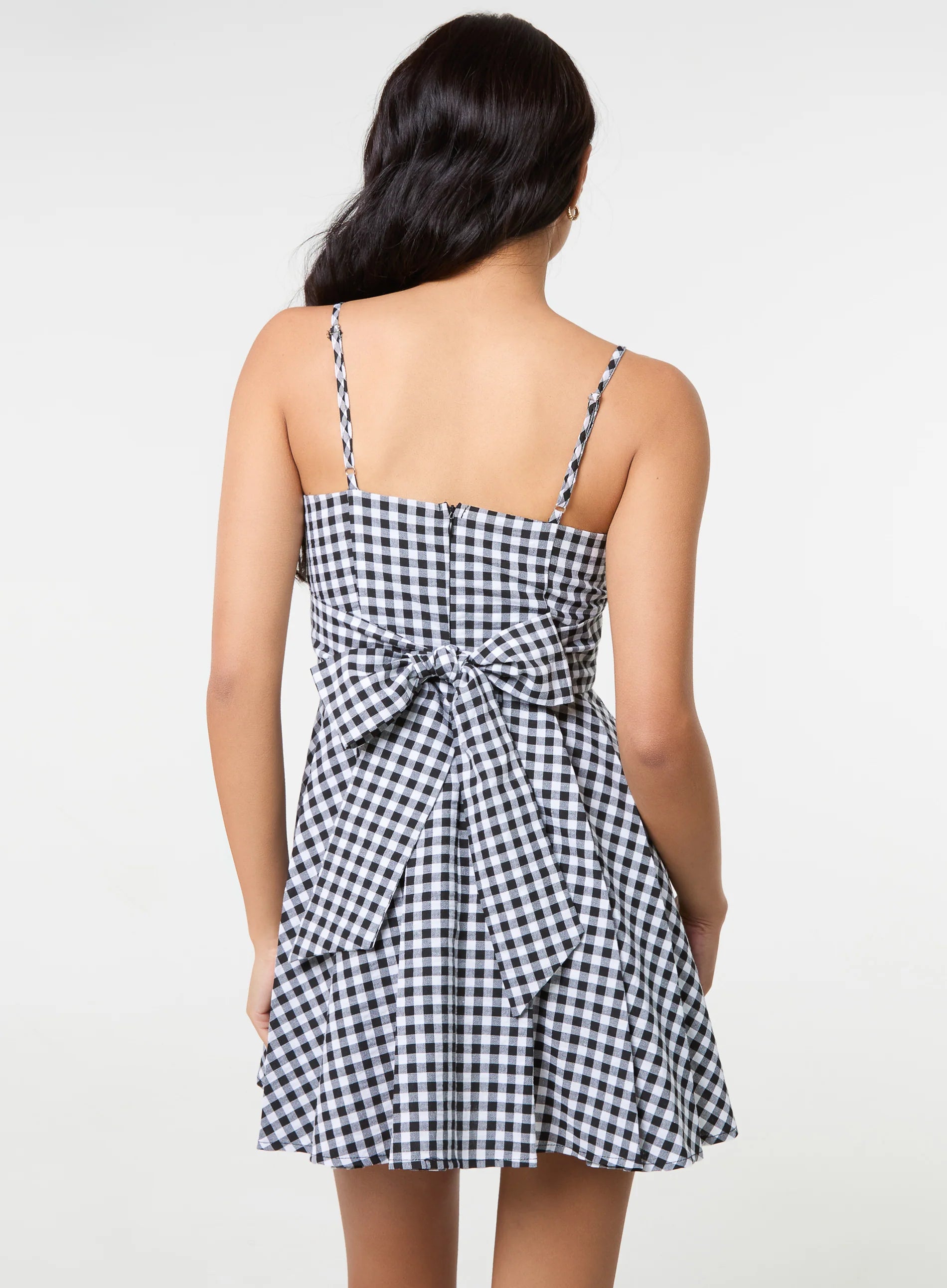 Bow Back Gingham Mini Dress