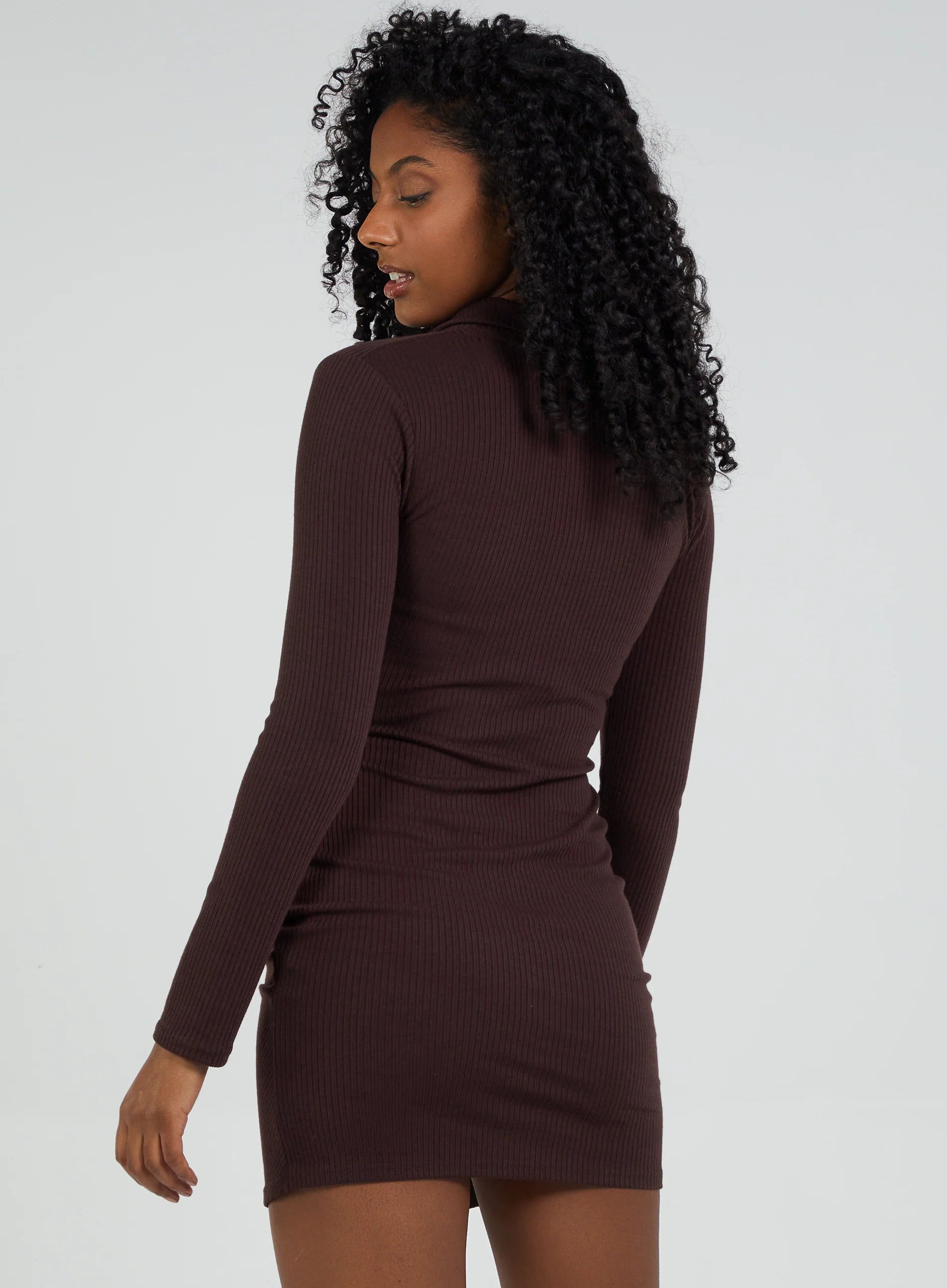 Long Sleeve Ribbed Mini Dress